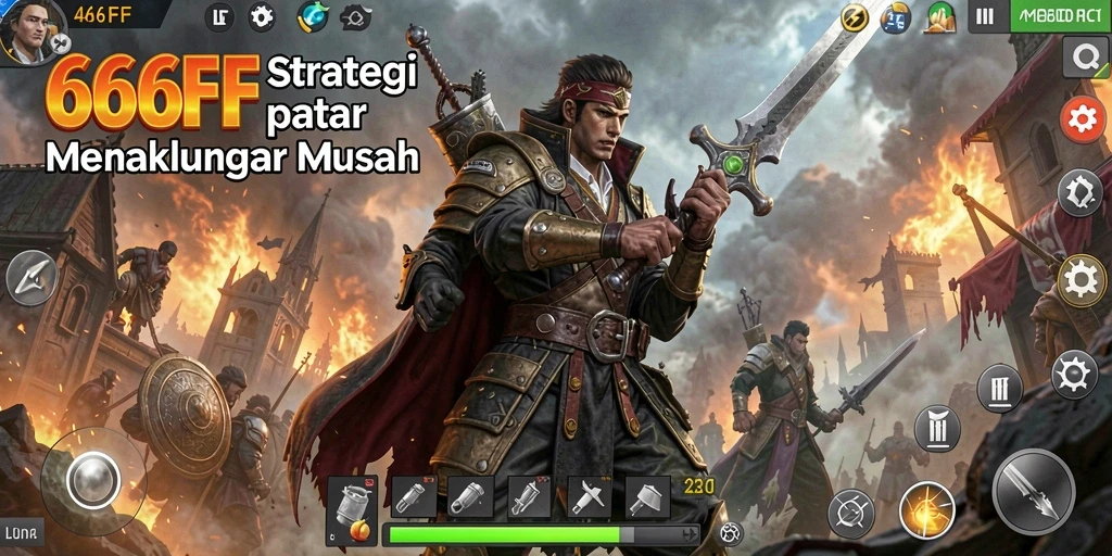 Screenshot gameplay 666FF menampilkan pertempuran strategi yang intens.