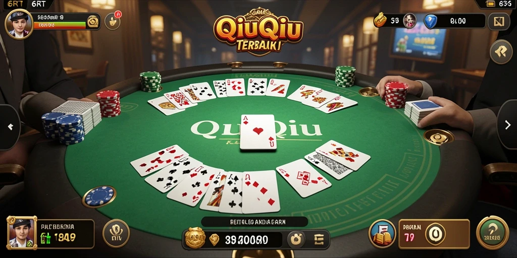 Screenshot menunjukkan pemain sedang bertanding dalam QiuQiu.