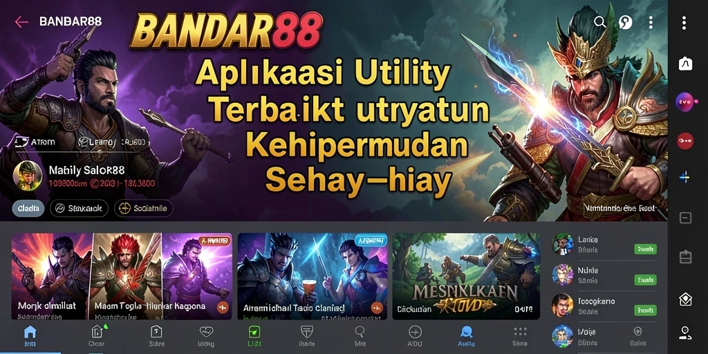 Tampilan antarmuka utama BANDAR88 dengan berbagai fitur Utility.
