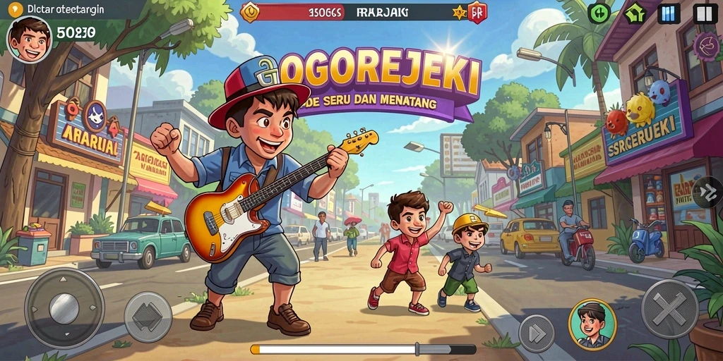 Tampilan gameplay seru di GOGOREJEKI dengan aksi cepat dan tantangan menarik.