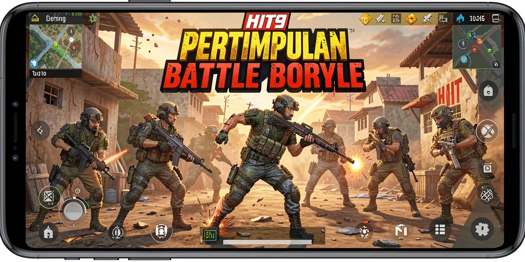 Gameplay HIT9 yang intens dan penuh strategi dalam pertempuran.