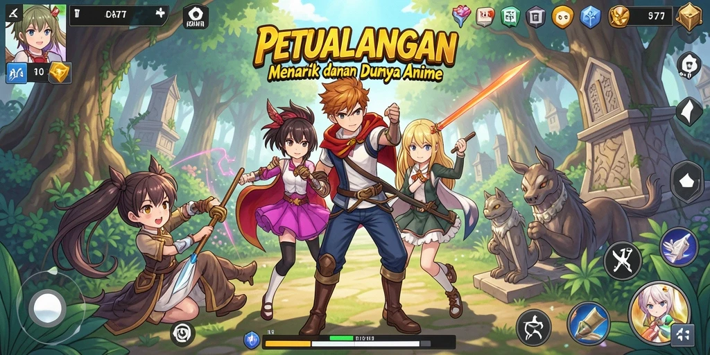 Tampilan gameplay yang penuh warna dalam <strong>IDA777</strong> dengan karakter anime yang menarik.