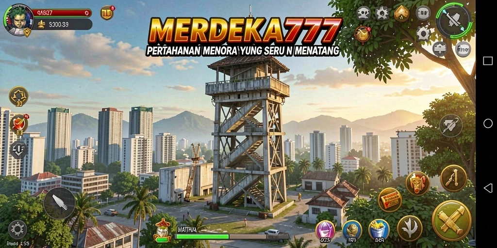 Tangkap aksi gameplay mendebarkan dalam MERDEKA777 Tower Defense.