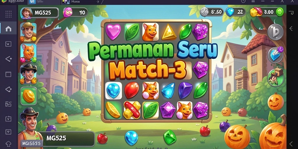 Screenshot gameplay MG525 menunjukkan aksi match-3 yang seru dan menegangkan.