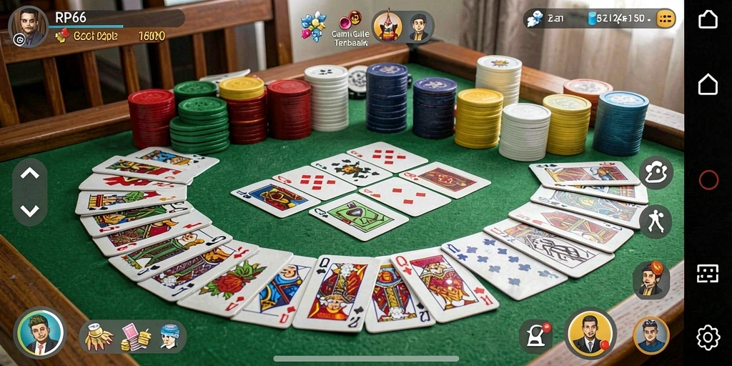 Screenshot gameplay RP66 yang menampilkan keseruan permainan Gaple.