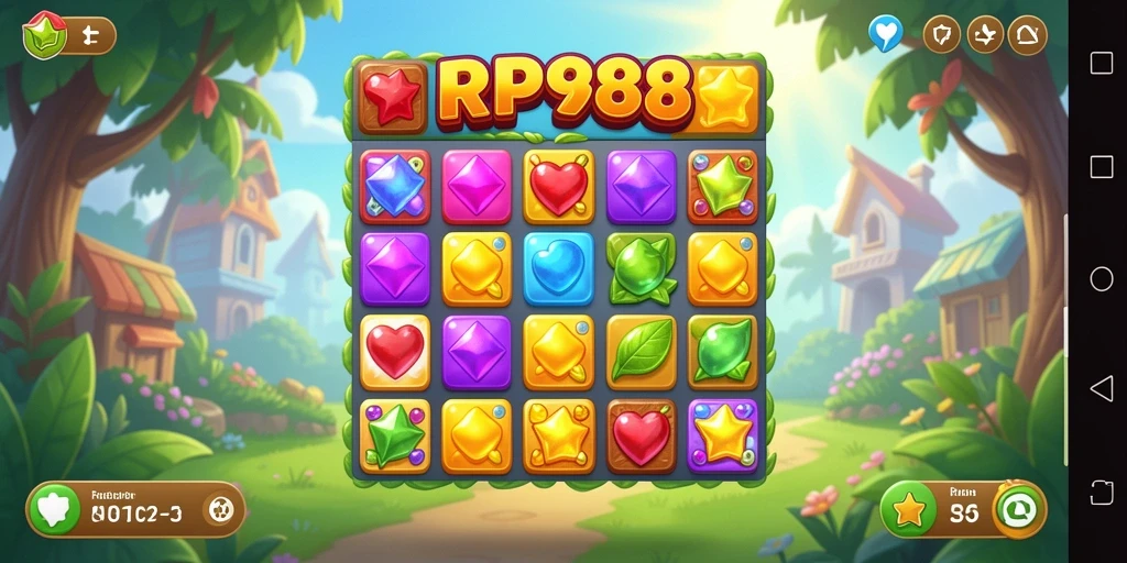 Screenshot menampilkan aksi seru dalam gameplay Match-3 RP888.