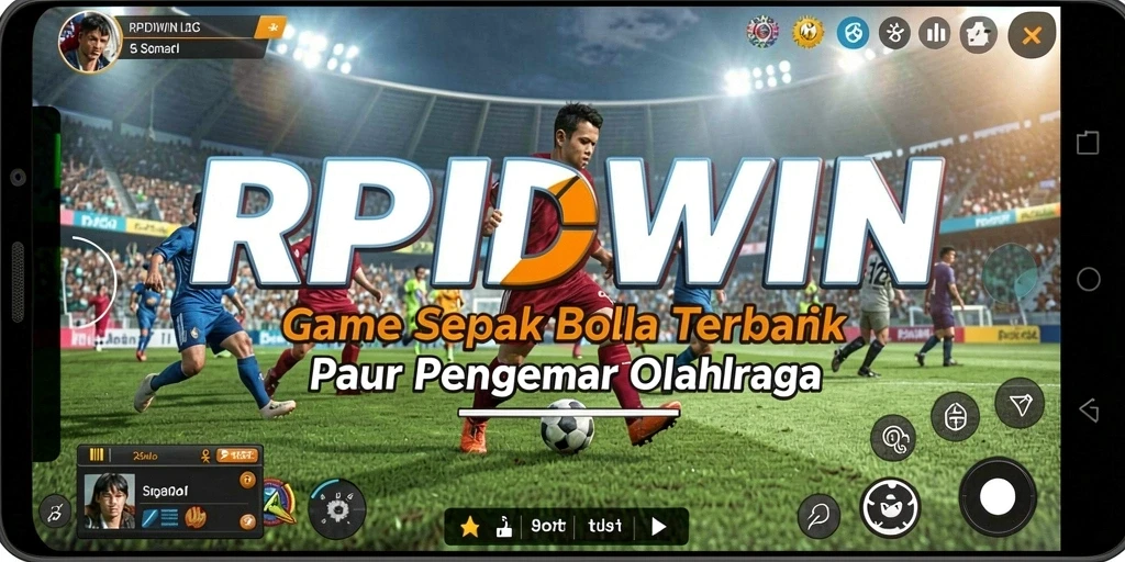 Screenshot utama RPIDWIN menampilkan aksi seru di lapangan sepak bola.