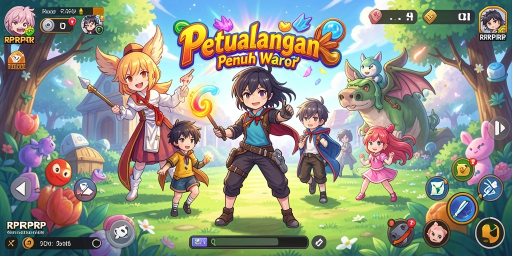 Tangkapan layar RPRPRP menampilkan karakter dalam misi petualangan seru.