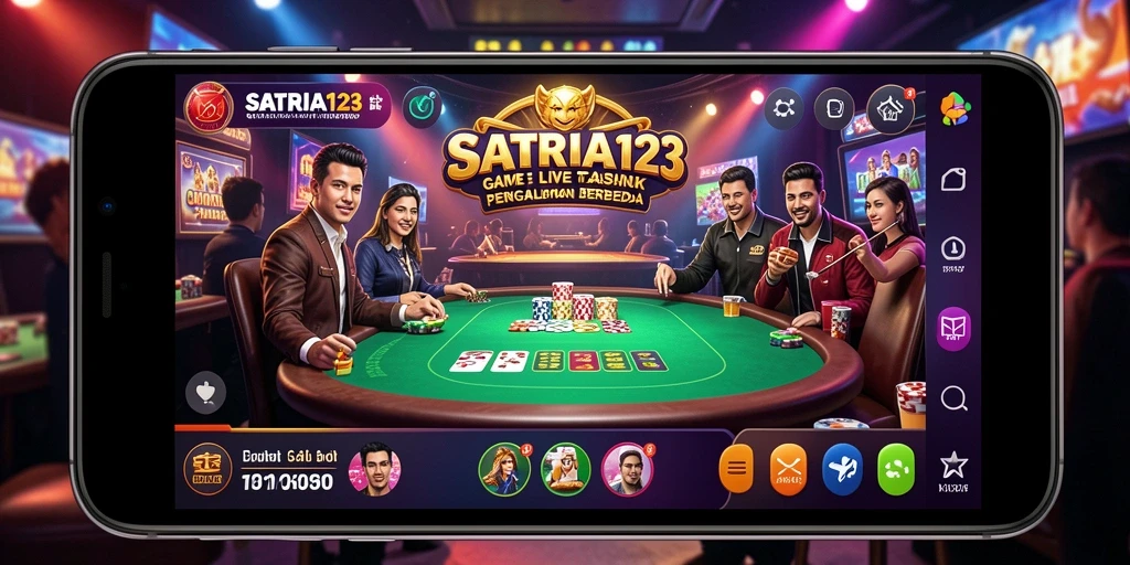 Screenshot SATRIA123 menampilkan dealer profesional dalam permainan Live Casino.