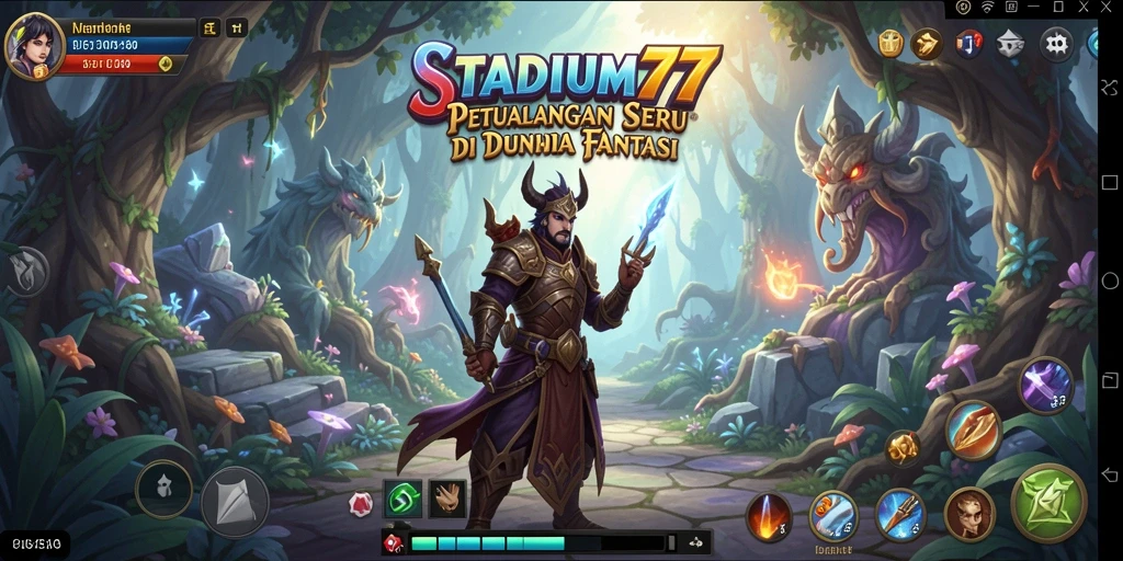 Screenshot gameplay menampilkan petualangan seru di STADIUM77.