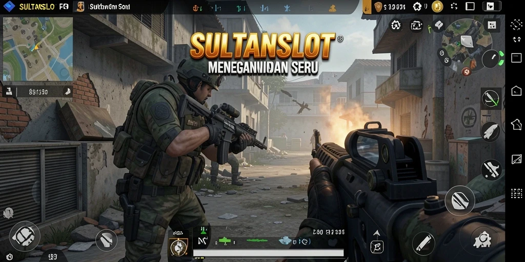 Menampilkan aksi mendebarkan dalam gameplay FPS SULTANSLOT.