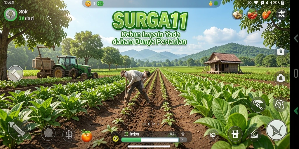 Tangkapan layar menunjukkan kebun yang subur dan berwarna-warni dalam SURGA11.