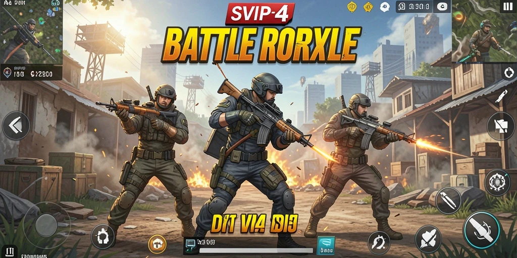 Screenshot gameplay SVIP4 menampilkan aksi seru dalam pertempuran Battle Royale.